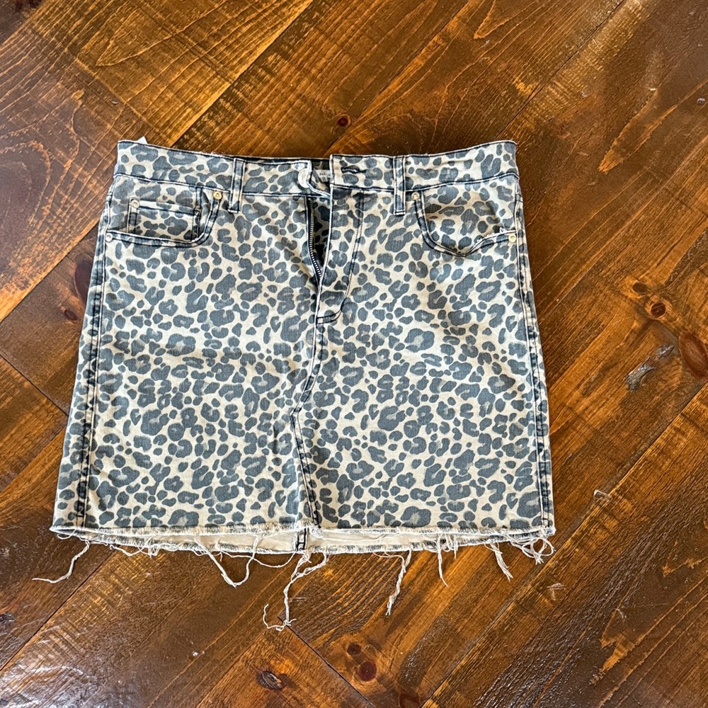 Denim animal print mini skirt